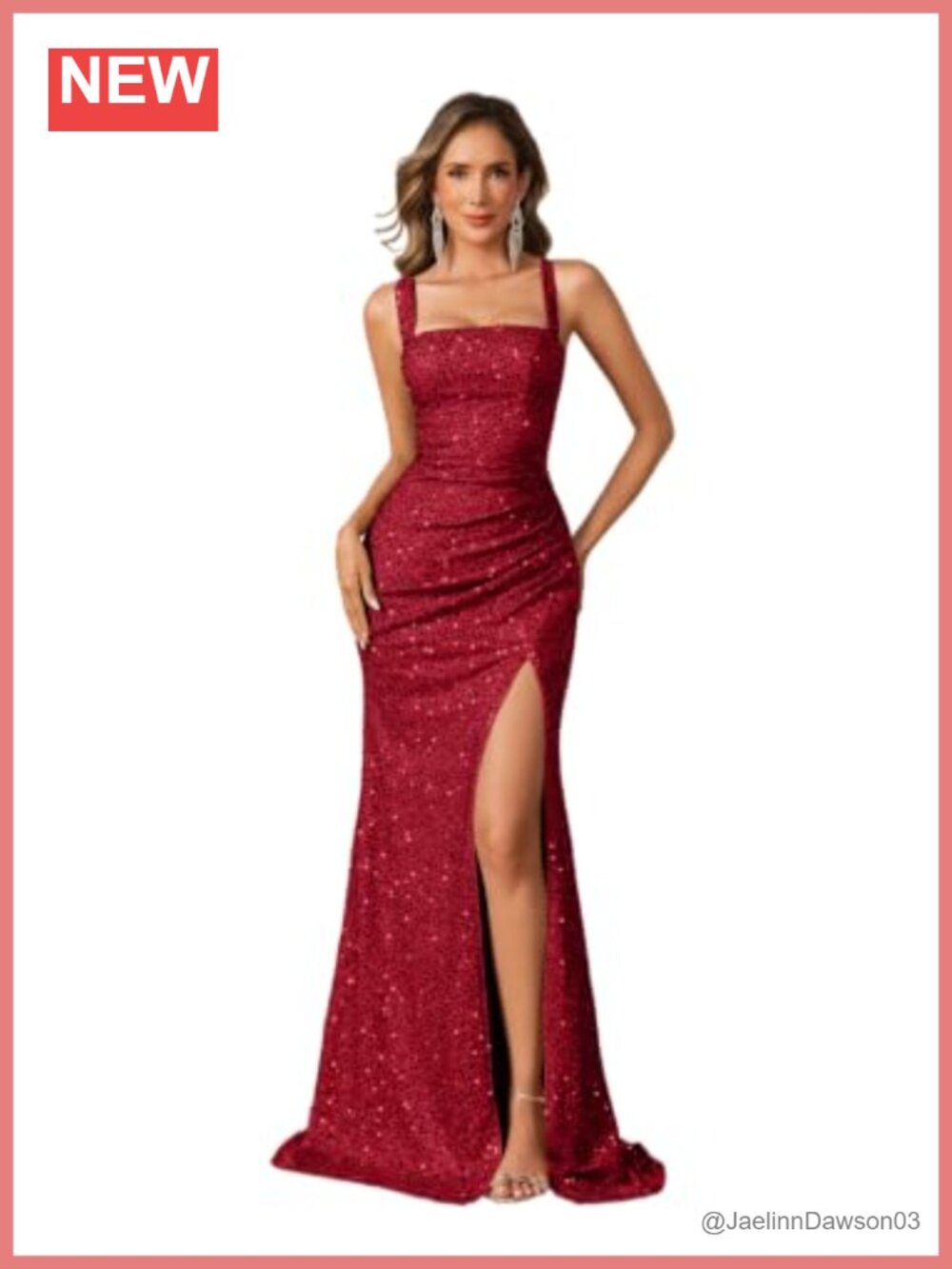 Sequin Spaghetti Strap Bodycon Prom Dress Floor Length Backless